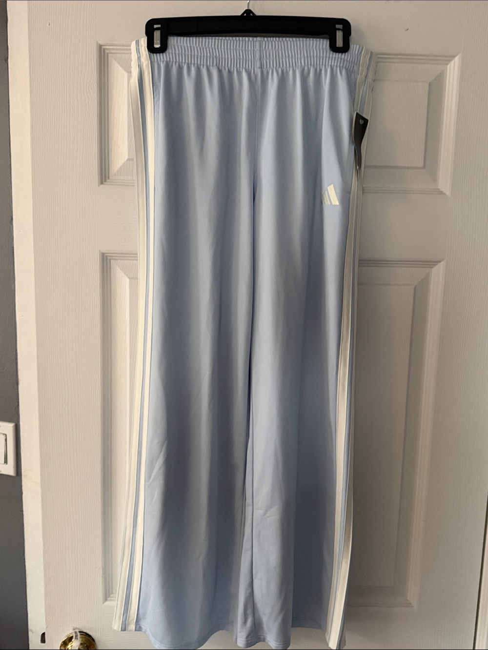adidas Light Blue Track Pants with White Stripes
